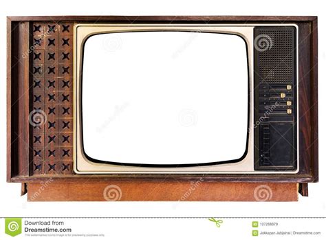 Old TV with Frame Screen Isolate on White Stock Image - Image of show ...