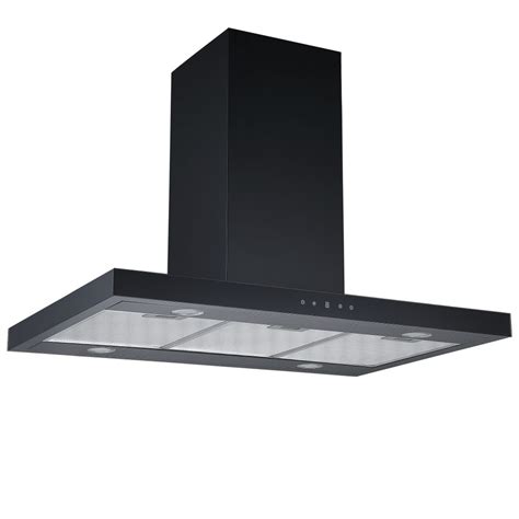 90cm Linear Island Cooker Hood - Black | Cookology