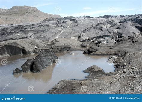 Glacier Covered with Black Volcanic Ash - Iceland Stock Image - Image ...