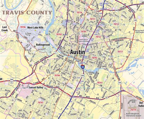 Greater Austin Metro Area Laminated Wall Map