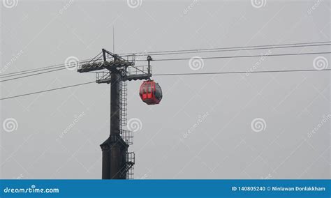 Tianmen Mountain Cable Car Against Grey Sky Editorial Image - Image of ...