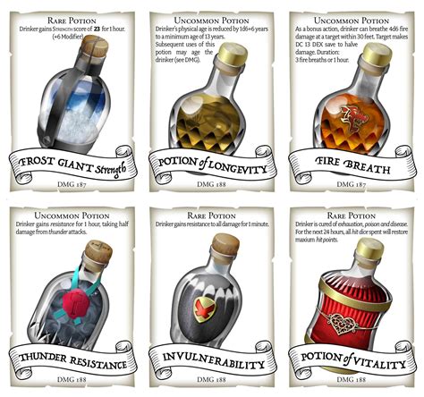 Potion Cards for 5e — Dungeon Master's Guide potions — CryptoCartographer