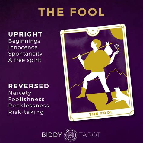 Fool Tarot Card Meanings | Biddy Tarot | Tarot card meanings, Biddy ...