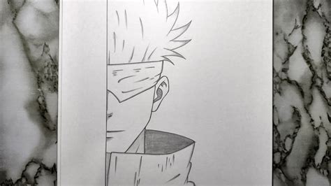 How to Draw Satoru Gojo half face step-by-step | jujutsu kaisen - YouTube