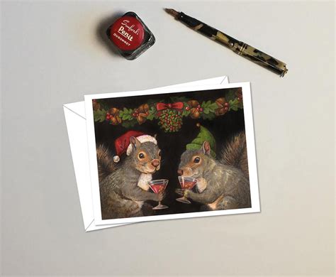 Christmas Squirrel Cards Santa Squirrel Elf Set of 6 Squirrel Portrait ...