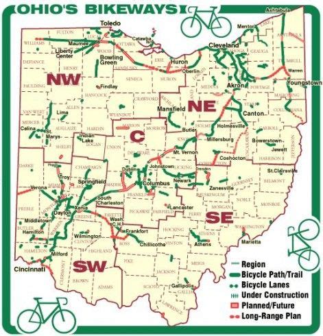 Ohio Bike Paths Map - Tourist Map Of English