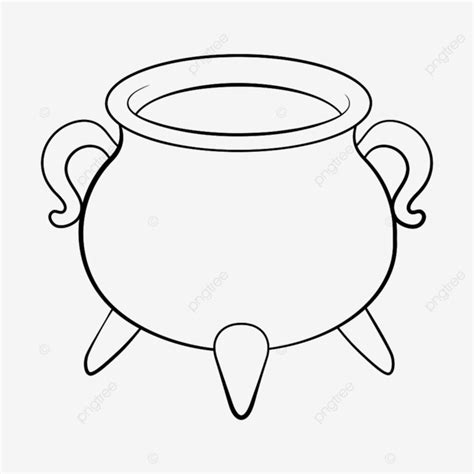 Witch Cauldron Pot Outline Isolated On White Background, Witch Drawing ...