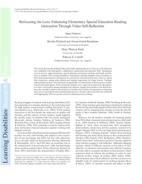 (PDF) Refocusing the Lens: Enhancing Elementary Special Education ...