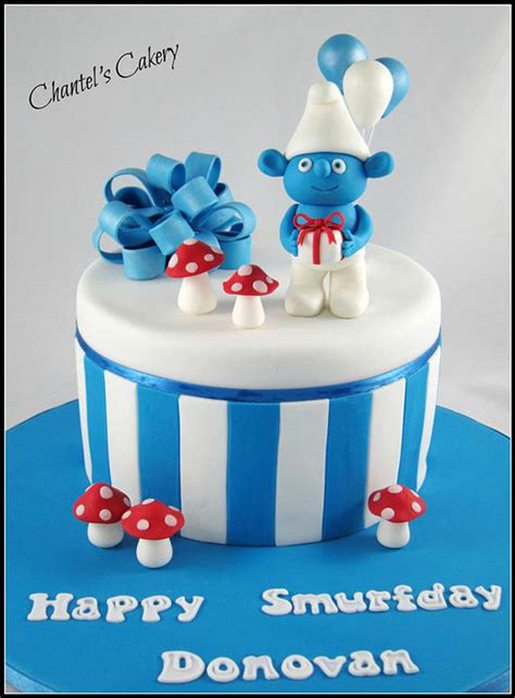 Smurf birthday cake - Decorated Cake by Chantel's Cakery - CakesDecor