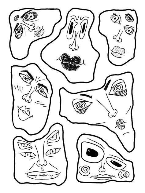 Weird drawing faces | Weird drawings, Line art drawings, Funky art