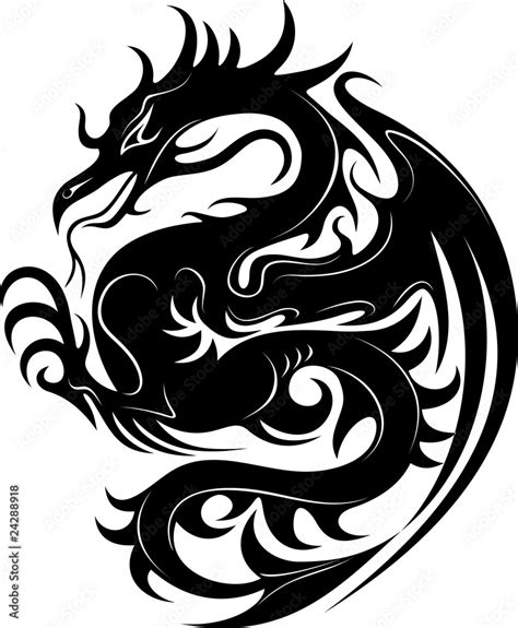 Drago Tatuaggio-Dragoon Tattoo-Tatouage Dragon-2 Stock Vector | Adobe Stock