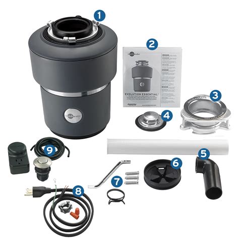 InSinkErator Essential XTR 3/4 HP Household Garbage Disposer, Gray ...