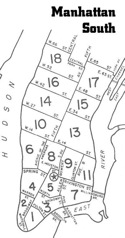 POLICE NY precinct map Manhattan South | Nyc history, Map, Manhattan