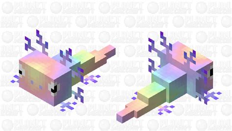 Glowing rainbow axolotl Minecraft Mob Skin