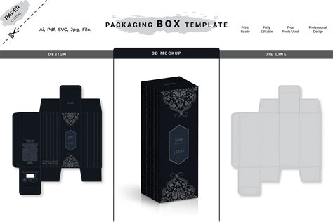 Perfume Box Die-cut 3D Box Template Graphic by sumonuix · Creative Fabrica