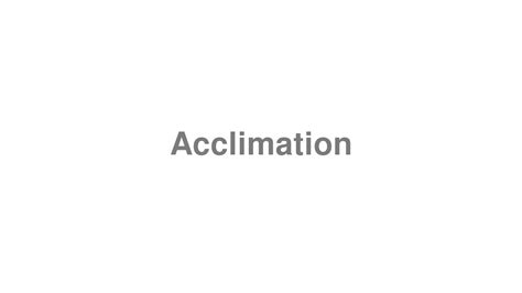 How to Pronounce "Acclimation" - YouTube