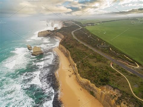 Aerial view of the twelve apostles stock photo containing 12 and dusk ...