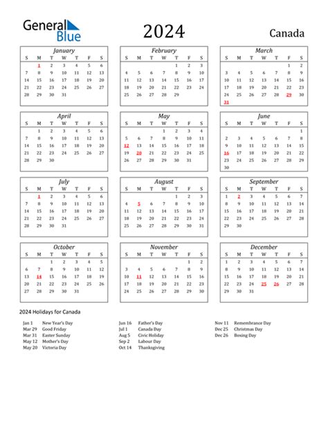 Canada 2023 Calendar With Holidays Printable - Time and Date Calendar ...