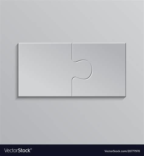 Two piece puzzle 2 step jigsaw object puzzle Vector Image