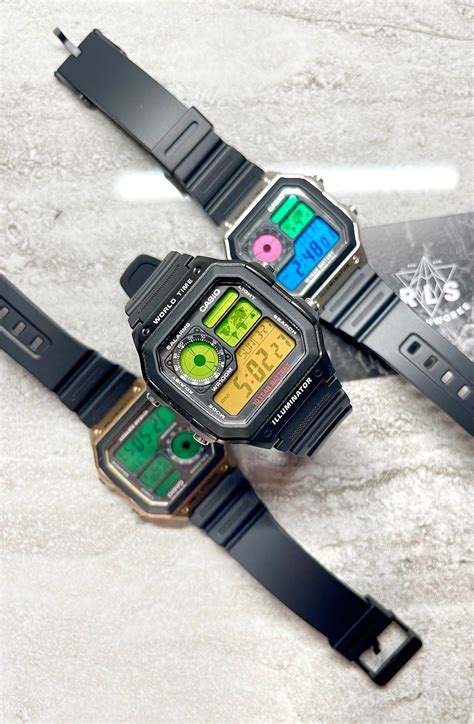 Custom Black Casio World Time Watch With Color Screen Mod | Etsy