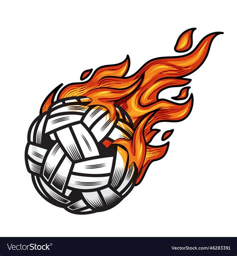 Sepak takraw ball on fire Royalty Free Vector Image