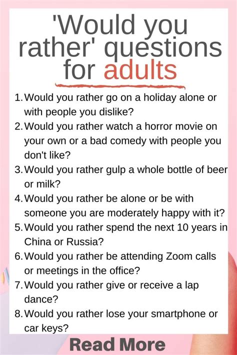 Funny Would You Rather Questions For Adults - werohmedia