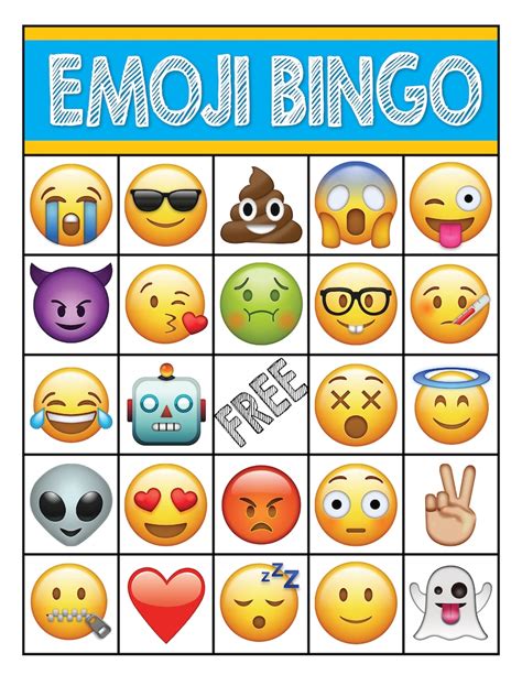 Free Printable Emoji Bingo Cards