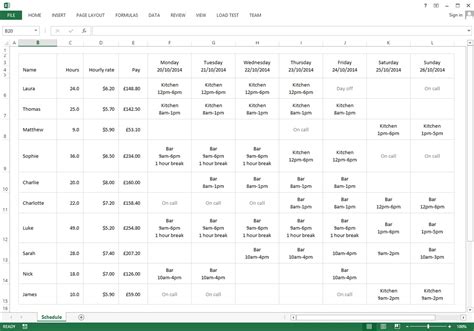 7 Day Weekly Roster Template | HQ Printable Documents