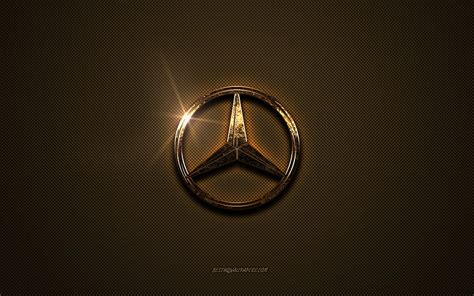 Mercedes-Benz golden logo, artwork, brown metal background, Mercedes ...