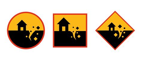 Earthquake warning sign, natural disaster prone areas. 21016543 Vector ...