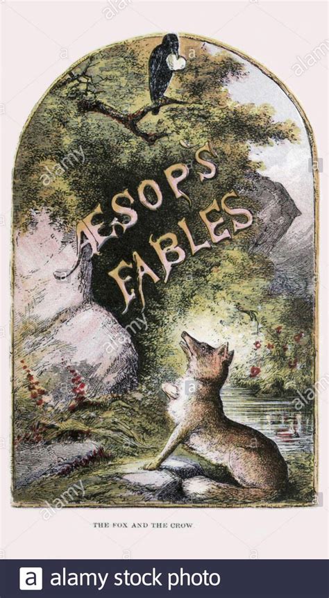 The Fox and the Crow, one of Aesop's Fables, vintage illustration from ...