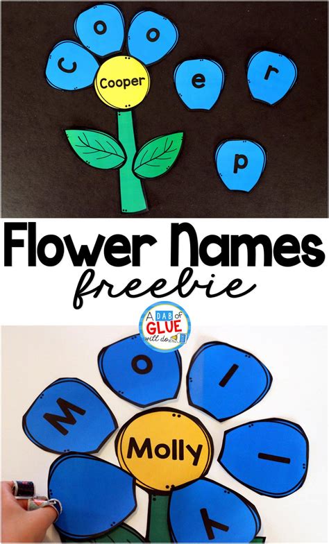 Flower Names - Name Building Practice Printable