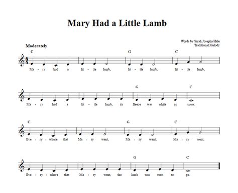 Mary Had A Little Lamb Sheet Music : The free sheet music on piano song ...