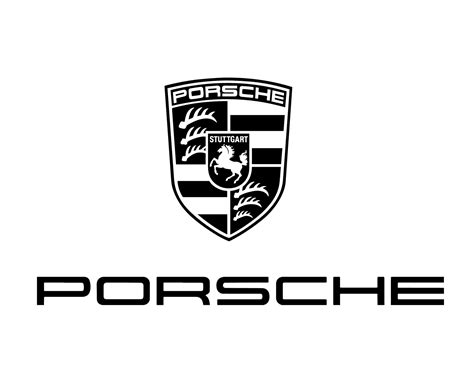 Porsche Logo Brand Symbol With Name Black Design German Car Automobile ...