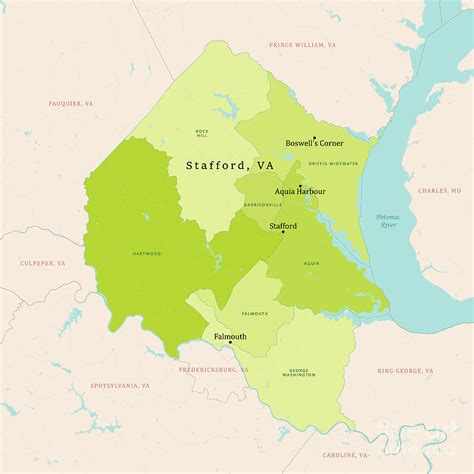 VA Stafford County Vector Map Green Digital Art by Frank Ramspott | Pixels