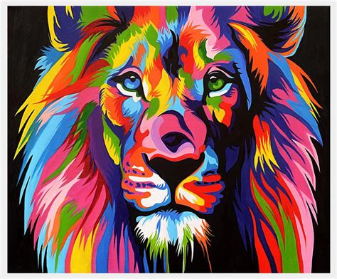 Prints Art Modern Animal Abstract Lion Colorful Painting Canvas Art HD ...