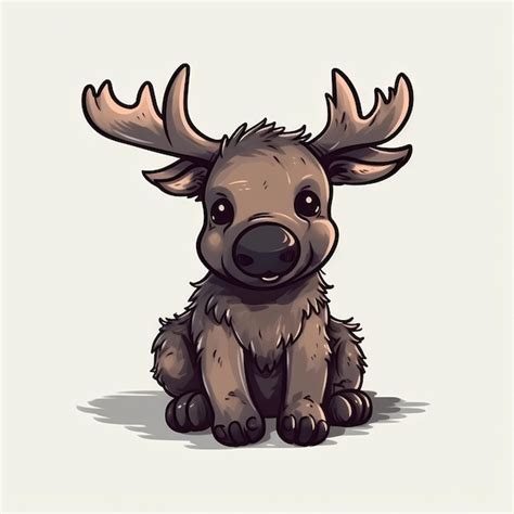 Premium AI Image | Cute Baby Moose On White Background Logo Digital Art ...