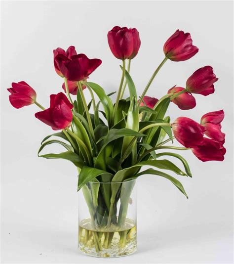 Silk Red Tulip Flower Arrangement