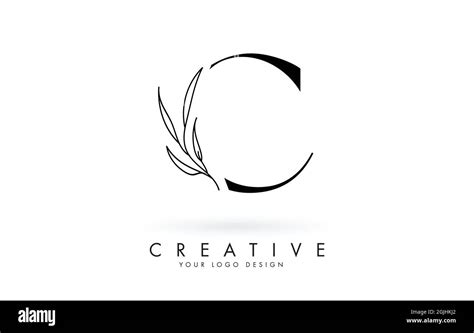 C letter logo design with elegant and slim leaves vector illustration ...