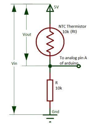 Voltage divider circuit by thermistor and resistor | Arduino, Voltage ...