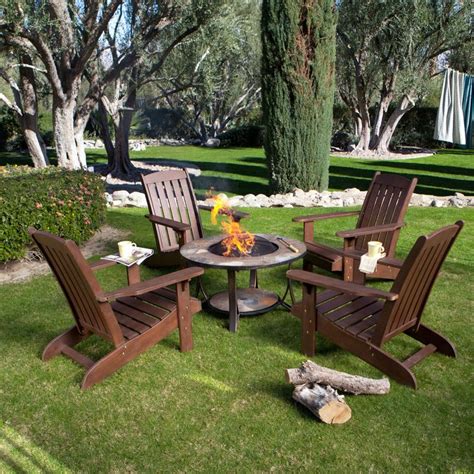 Have to have it. Cabos Wood Adirondack Chair Conversation Set with Fire ...