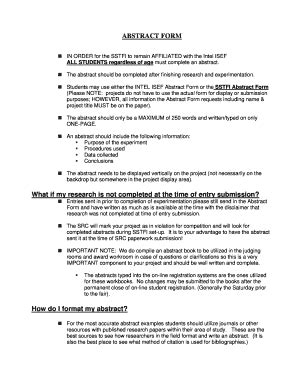 Abstract Form For Science Fair - Fill Online, Printable, Fillable ...