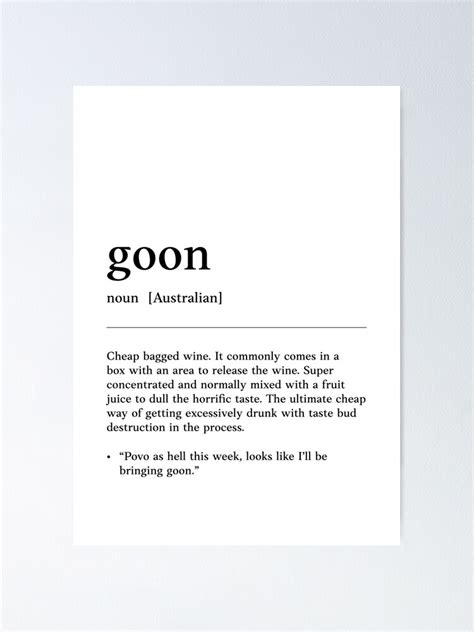 "Goon | Funny Australian slang, phrase and humor definition" Poster by ...