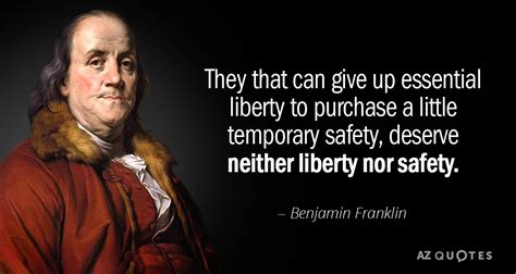 Ben Franklin Trade Freedom For Security - Agna Lorain