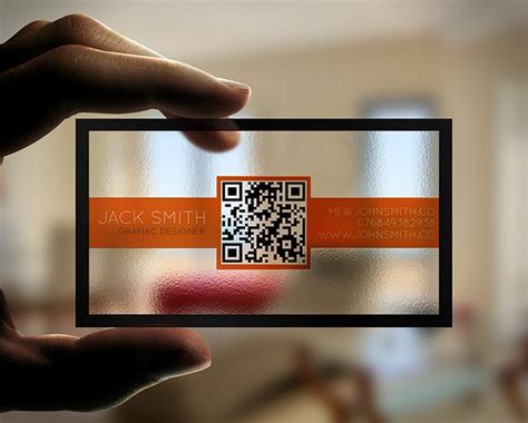 Clear biz card & QR | Transparent business cards, Business card design ...