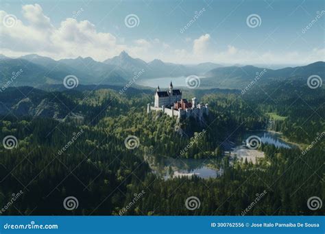 Aerial View of the Iconic Neuschwanstein Castle Stock Illustration ...