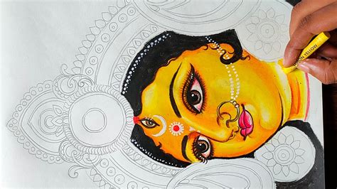 Ma Durga Drawing with oil pastel color - Part: 1 || Easy Devi Durga ...