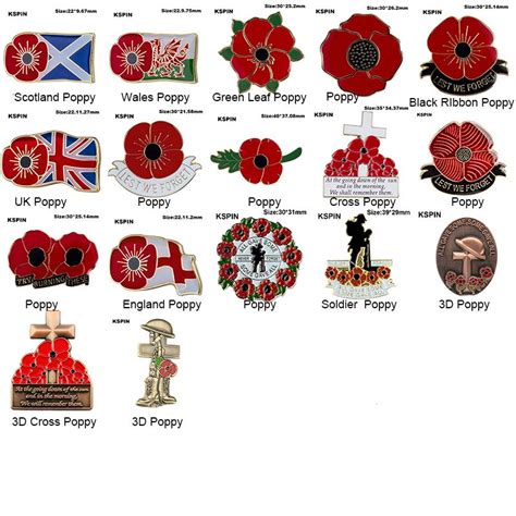 2020 Red Poppy Badges Lest We Forget Pin Enamel Brooch Metal Remember ...