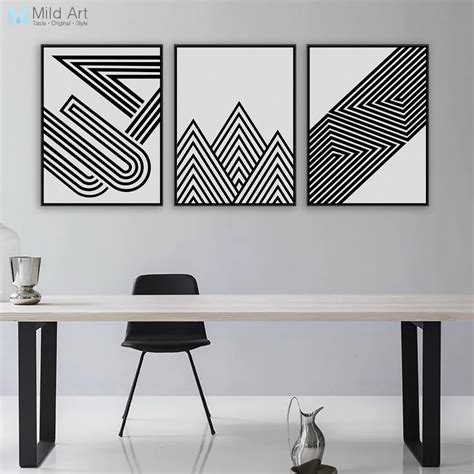 Black White Modern Minimalist Geometric Shape A4 Art Prints Poster ...