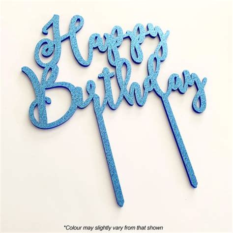 HAPPY BIRTHDAY BLUE GLITTER ACRYLIC CAKE TOPPER